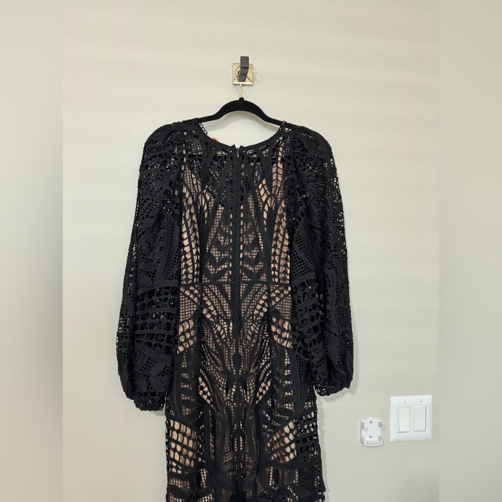 FARM Rio Black Nature Guipure Midi Dress Size S - Picture 9 of 9